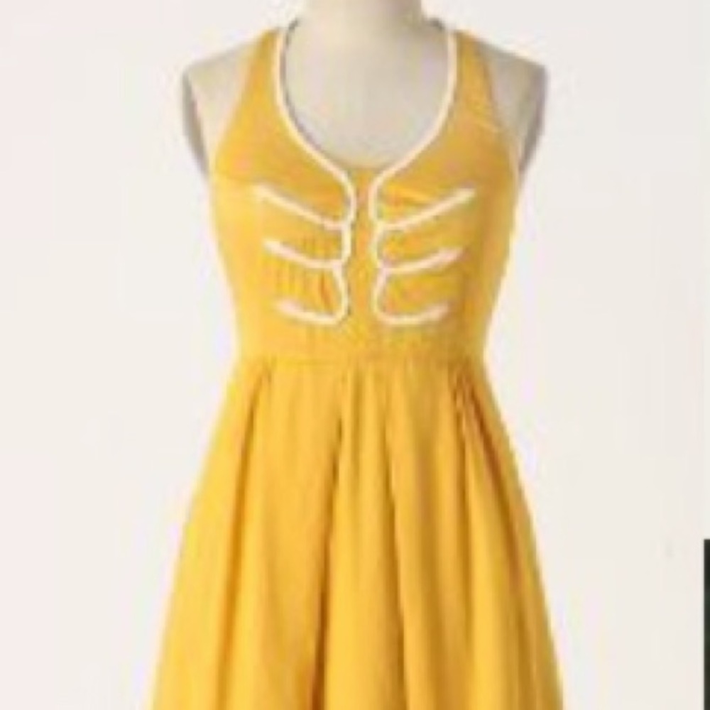 Anthropologie Floreat yellow sailor halter dress 0
